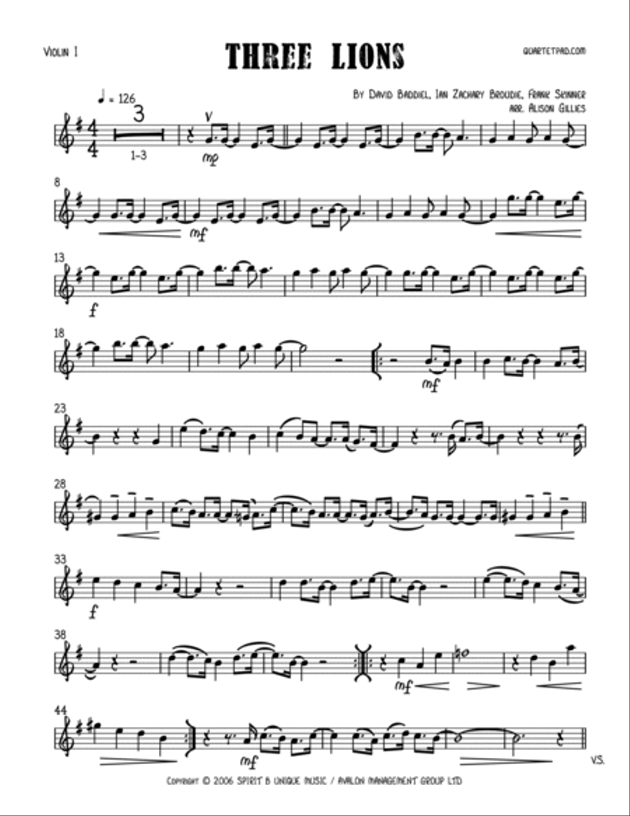 Three Lions String Quartet scores gallery preview page 6