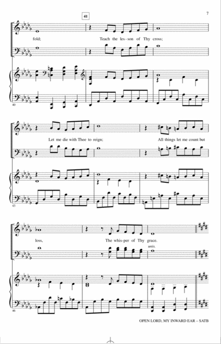 Open Lord, My Inward Ear 4-Part scores gallery preview page 6