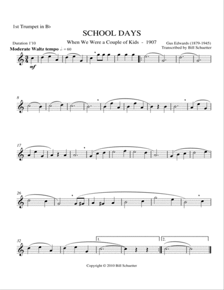 School Days (When We Were A Couple of Kids) Brass Quintet scores gallery preview page 3