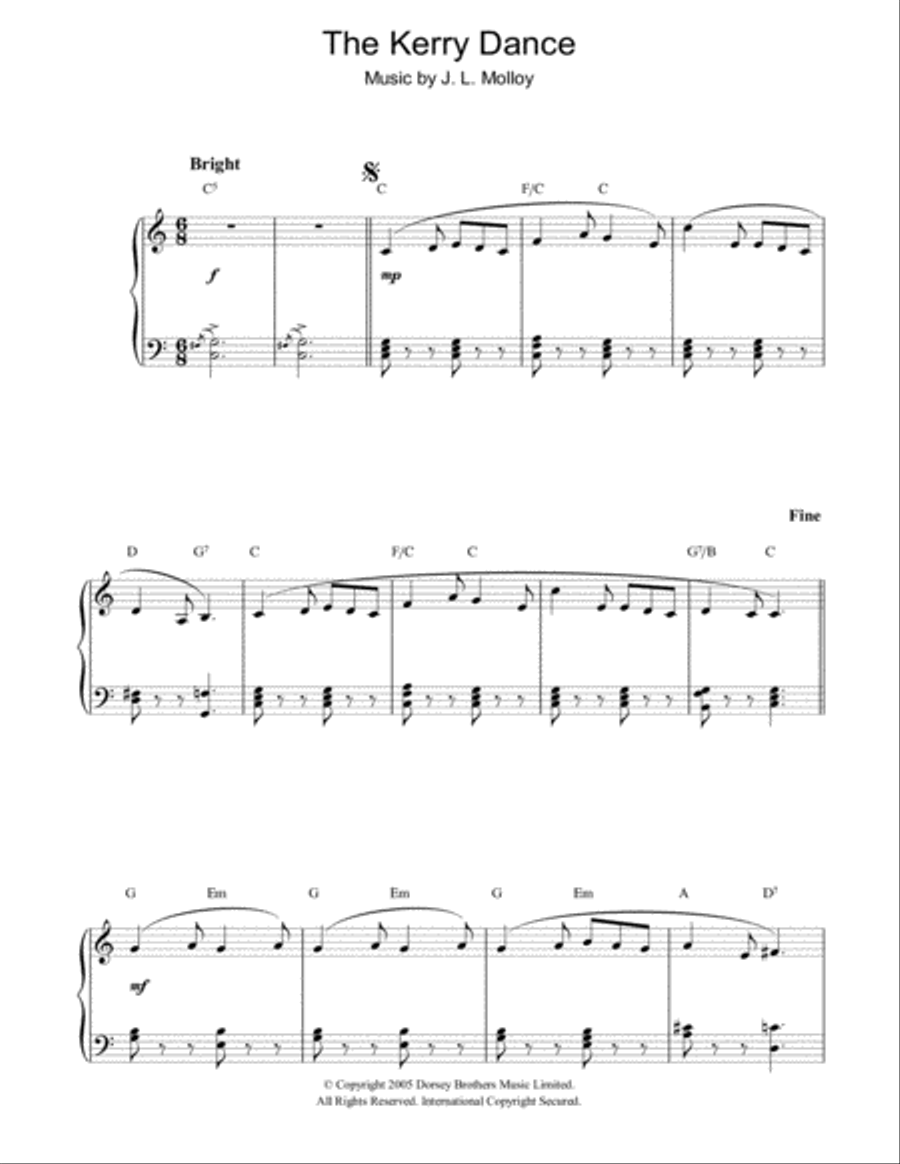 Kerry Dance Easy Piano scores gallery preview page 1