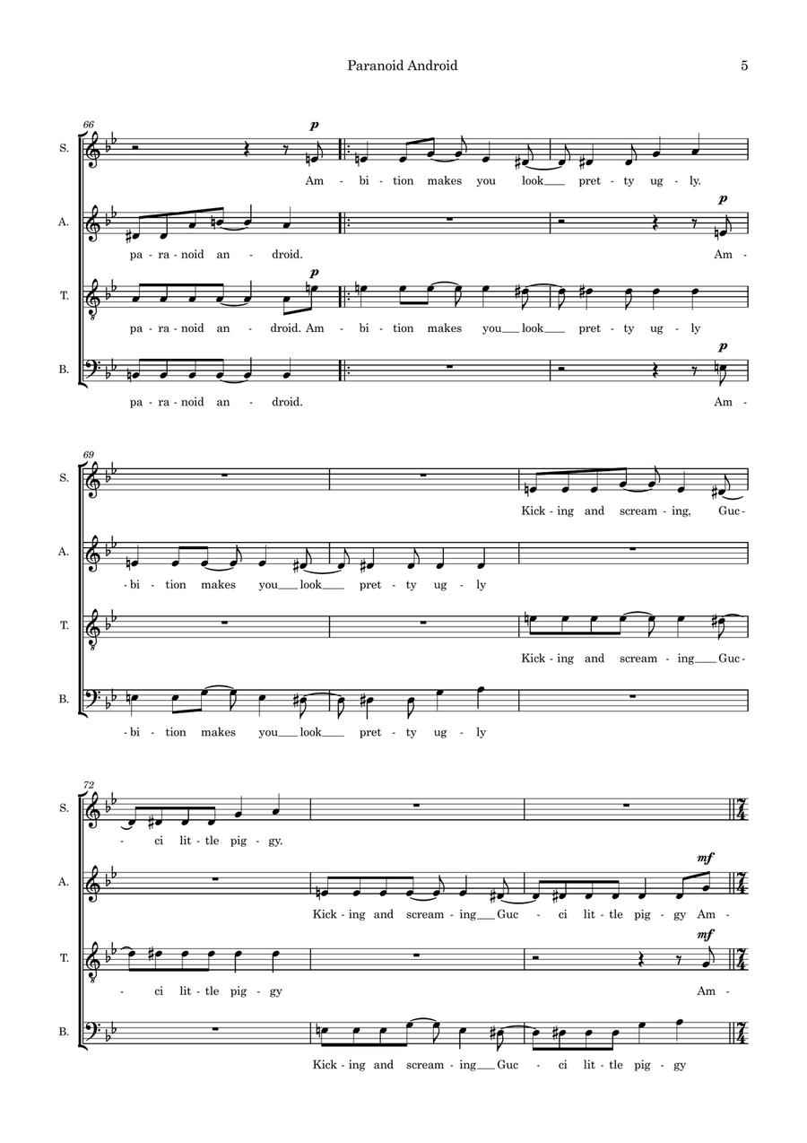 Paranoid Android (arr. Richard Salt) SSAATB scores gallery preview page 5