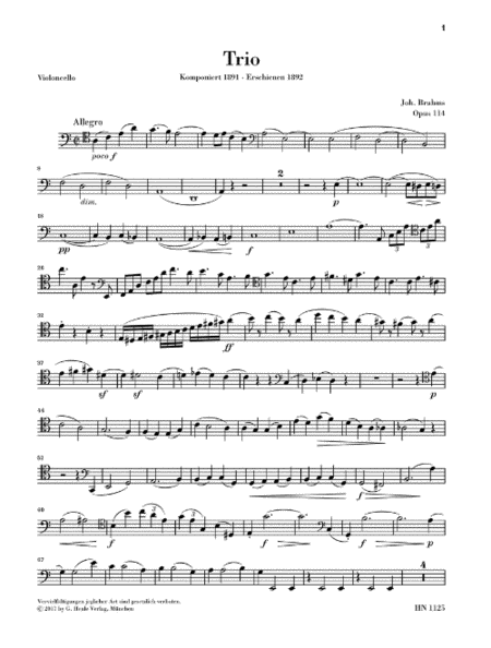 Trio in A Minor, Op. 114 – Revised Edition