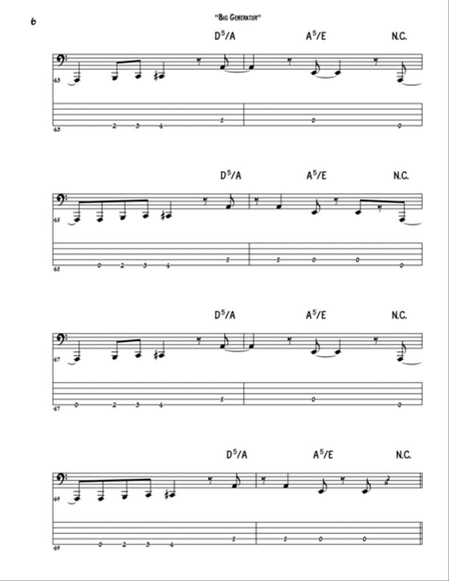 Big Generator Big Generator Bass Guitar scores gallery preview page 6