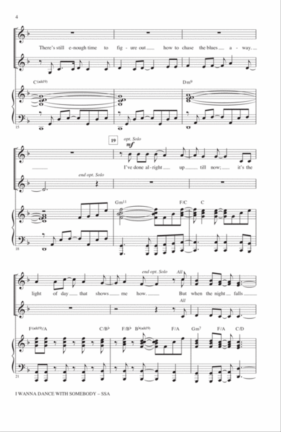 I Wanna Dance With Somebody SSA scores gallery preview page 3