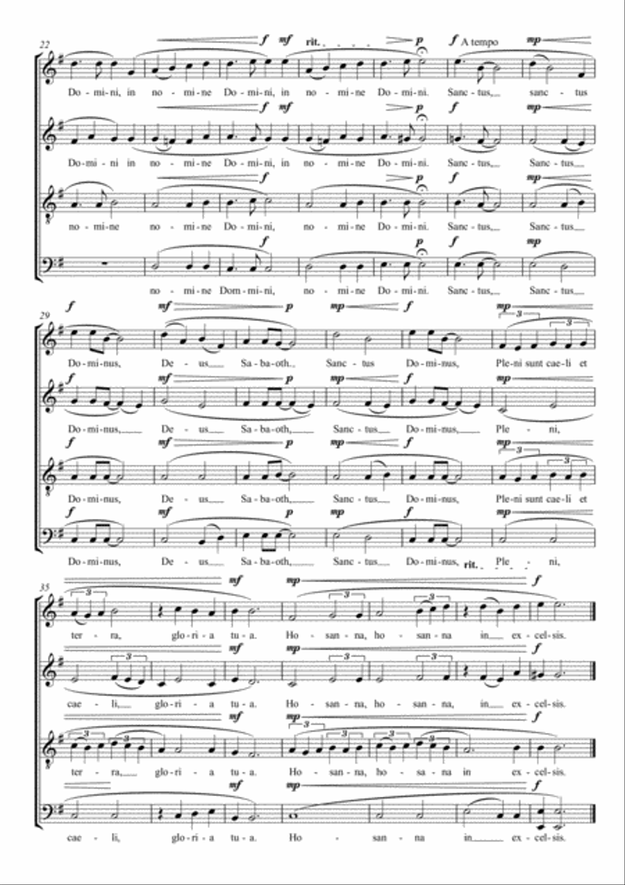 Sanctus (2016) (in Latin) in E minor for SATB choir, by Simon Peberdy 4-Part scores gallery preview page 6
