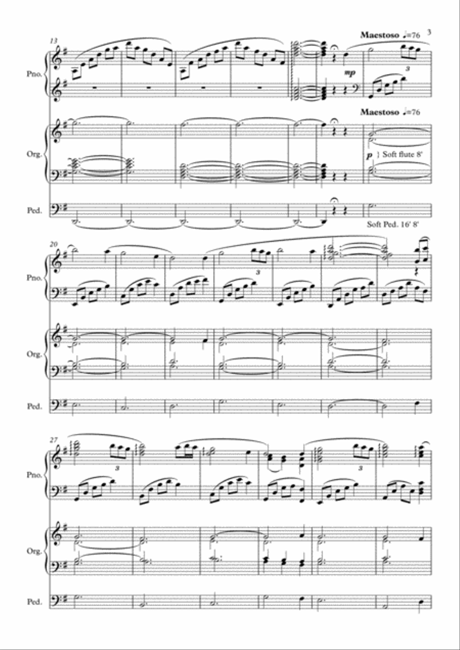Amazing Grace - Piano & Organ Duet Piano scores gallery preview page 3