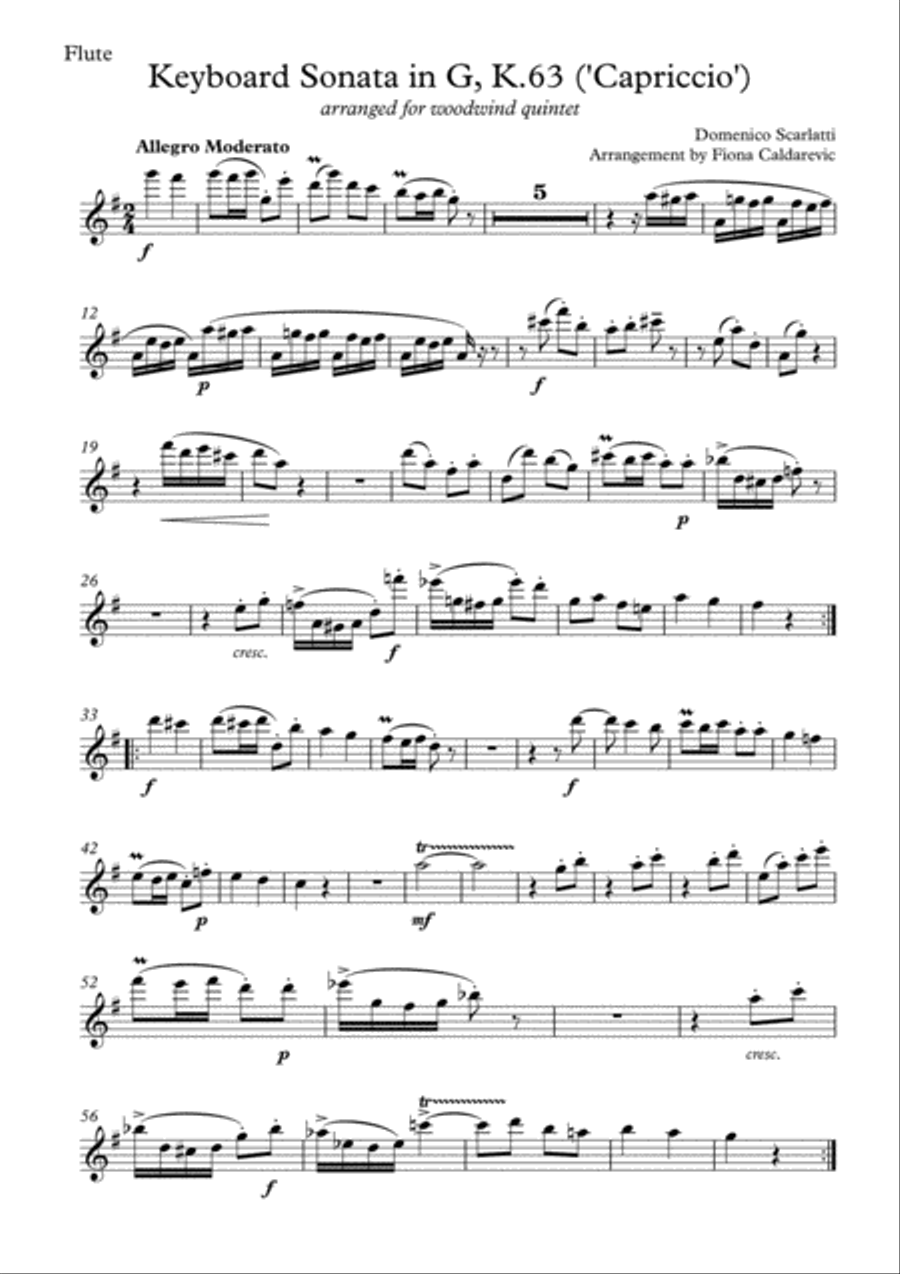 Scarlatti Capriccio arranged for Woodwind Quintet Scarlatti Capriccio arranged for Woodwind Quintet Woodwind Quintet scores gallery preview page 5