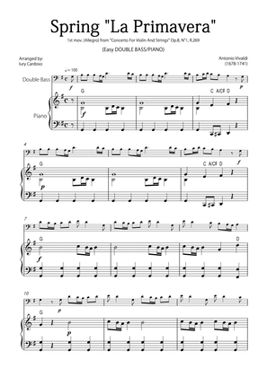 Book cover for "Spring" (La Primavera) by Vivaldi - Easy version for DOUBLE BASS & PIANO