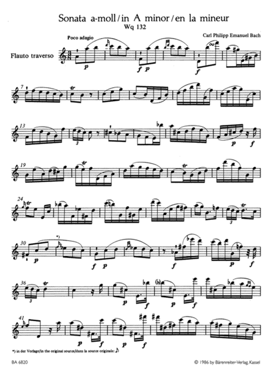 Sonate en La mineur for Solo Flute a minor Wq 132