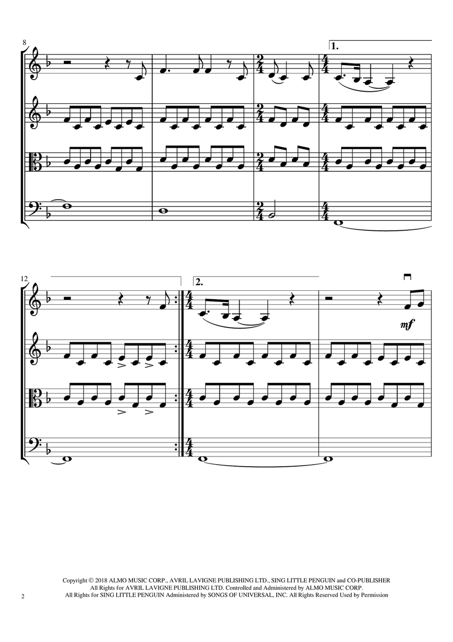 Head Above Water String Quartet scores gallery preview page 2
