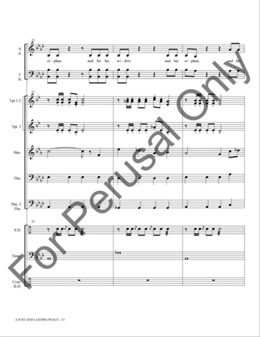 A Just And Lasting Peace (Brass and Percussion Score/Parts) Choir scores gallery preview page 14