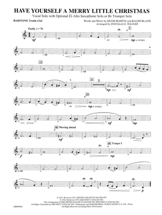 Have Yourself a Merry Little Christmas (Vocal Solo with Opt. E-Flat Alto Saxophone Solo or B-Flat Trumpet Solo): Baritone T.C.