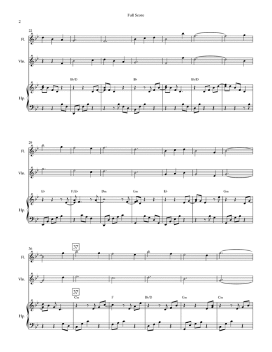 O Mio Babbino Caro (Puccini) for Flute, Violin and Harp with Chords Small Ensemble scores gallery preview page 2