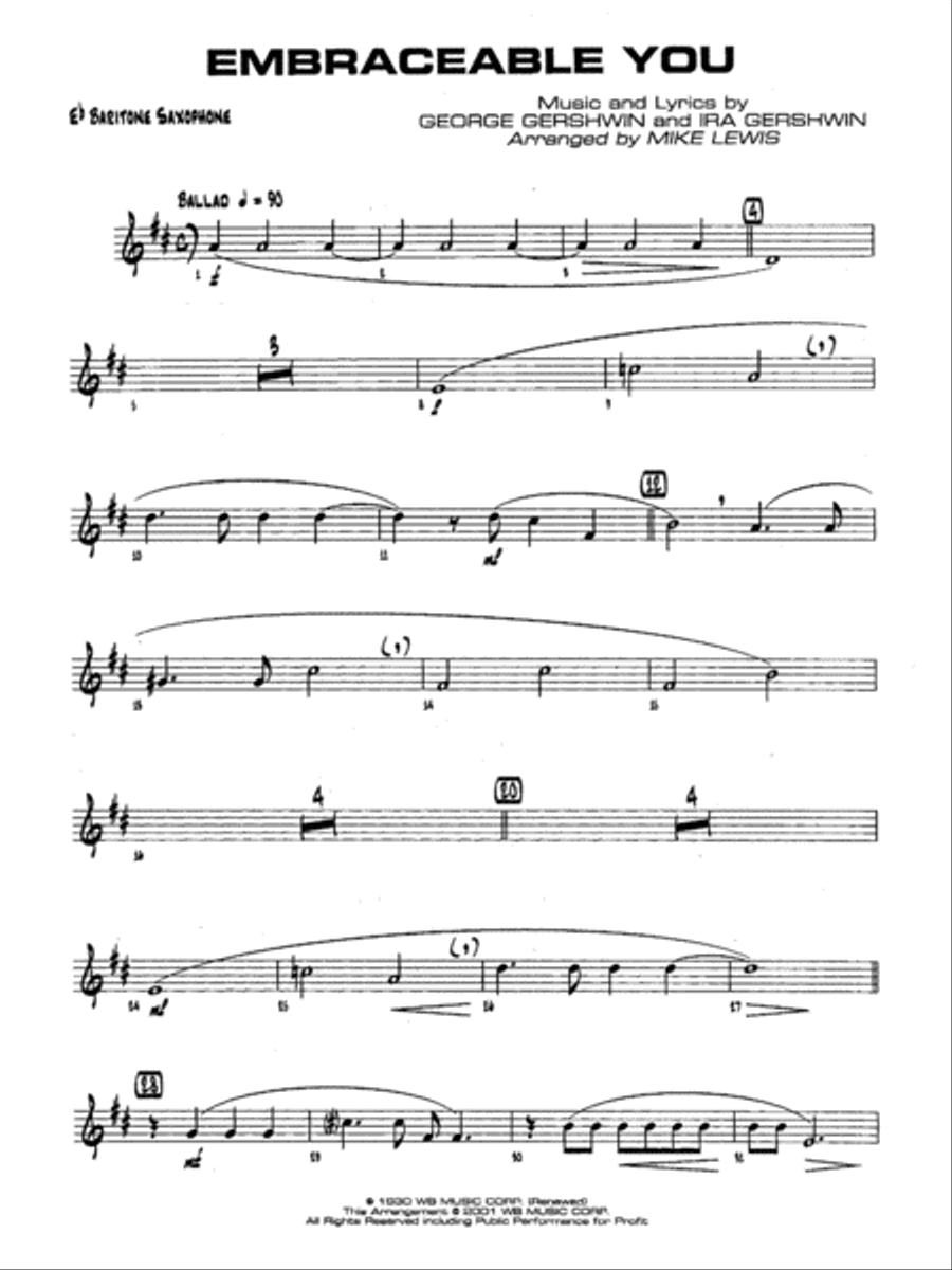 Embraceable You: E-flat Baritone Saxophone Jazz Ensemble scores gallery preview page 1