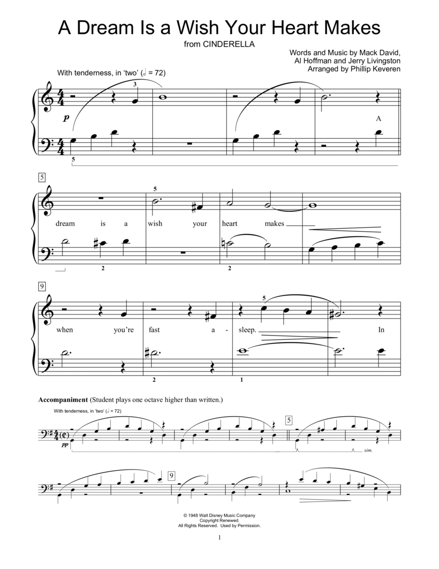 A Dream Is A Wish Your Heart Makes (from Cinderella) (arr. Phillip Keveren)