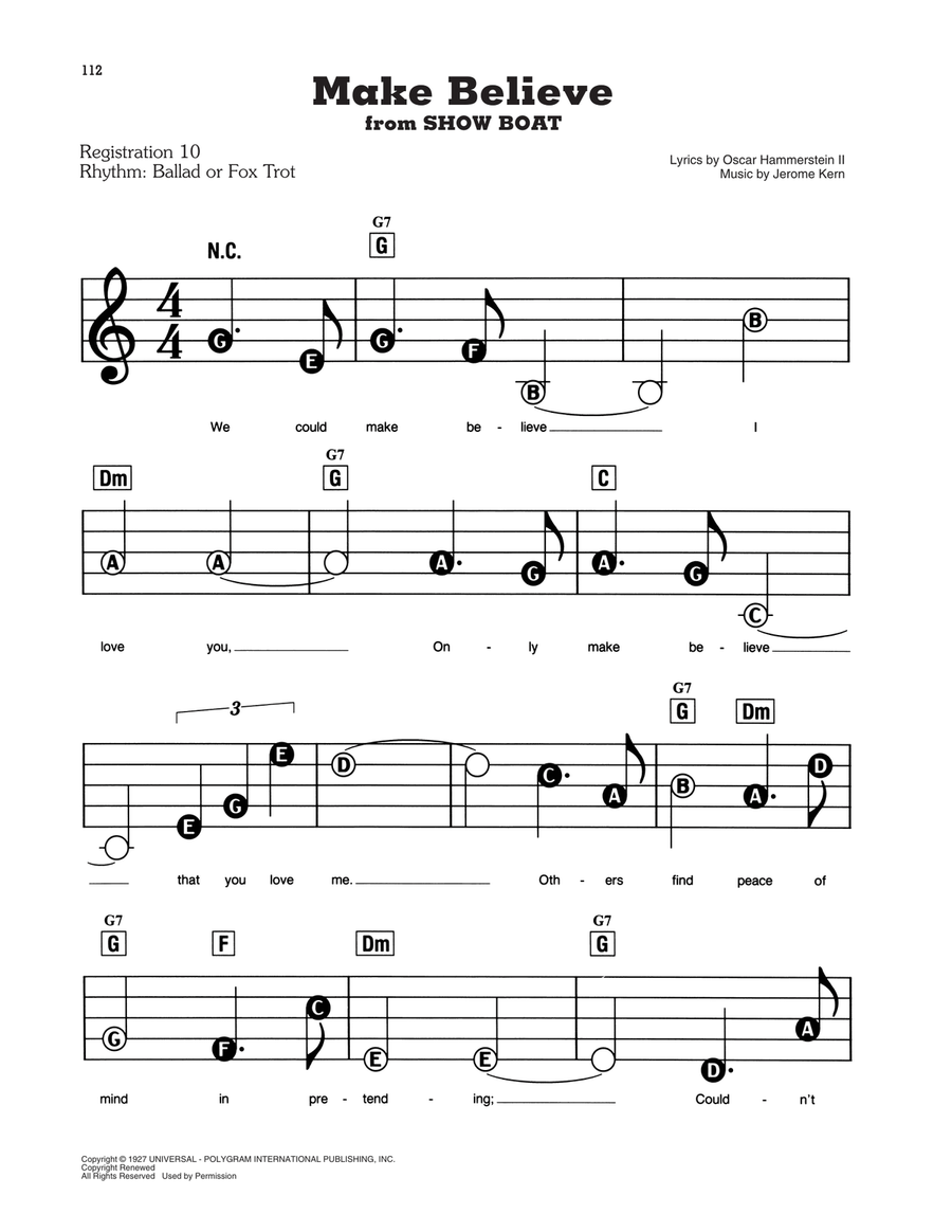 Make Believe (from Show Boat) Electronic Keyboard - Digital Sheet Music