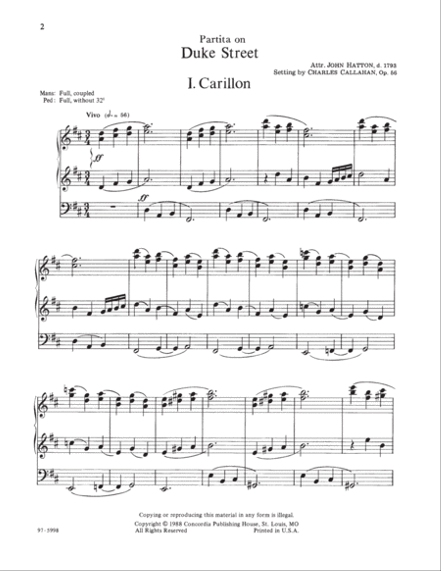 Partita on Duke Street (Callahan) Organ scores gallery preview page 2