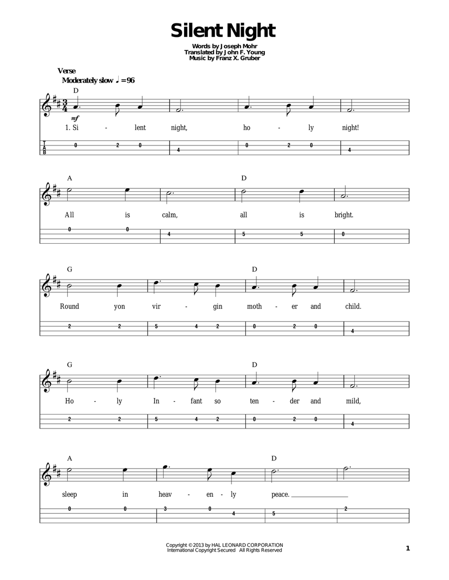 Silent Night Mandolin scores gallery preview page 1