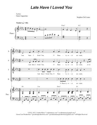 Book cover for Late Have I Loved You (SATB)
