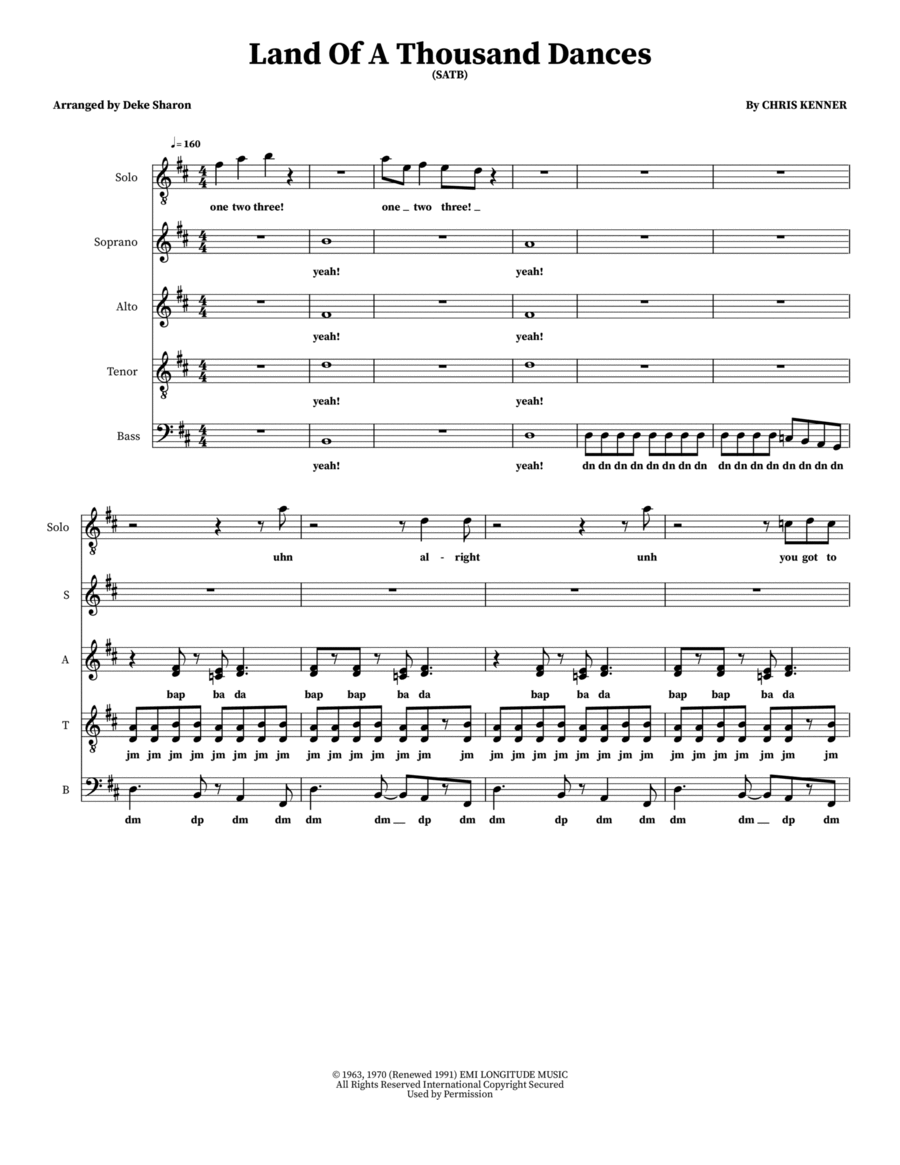 Land Of A Thousand Dances 4-Part scores gallery preview page 1