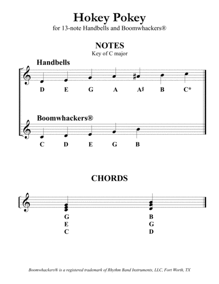 Hokey Pokey for 13-note Bells and Boomwhackers® (with Black and White Notes) image number null