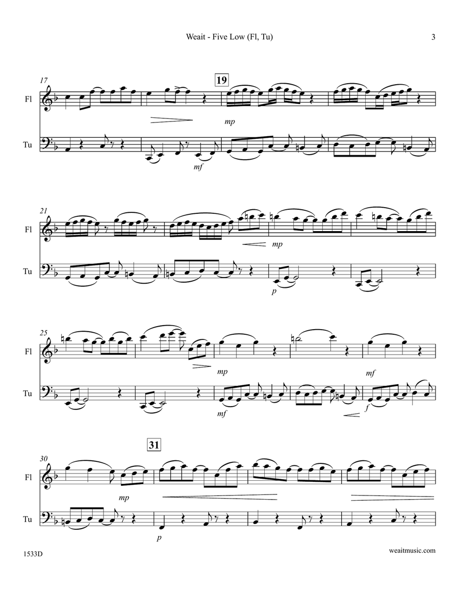 Five Low for flute and tuba (8’42) Flute scores gallery preview page 3