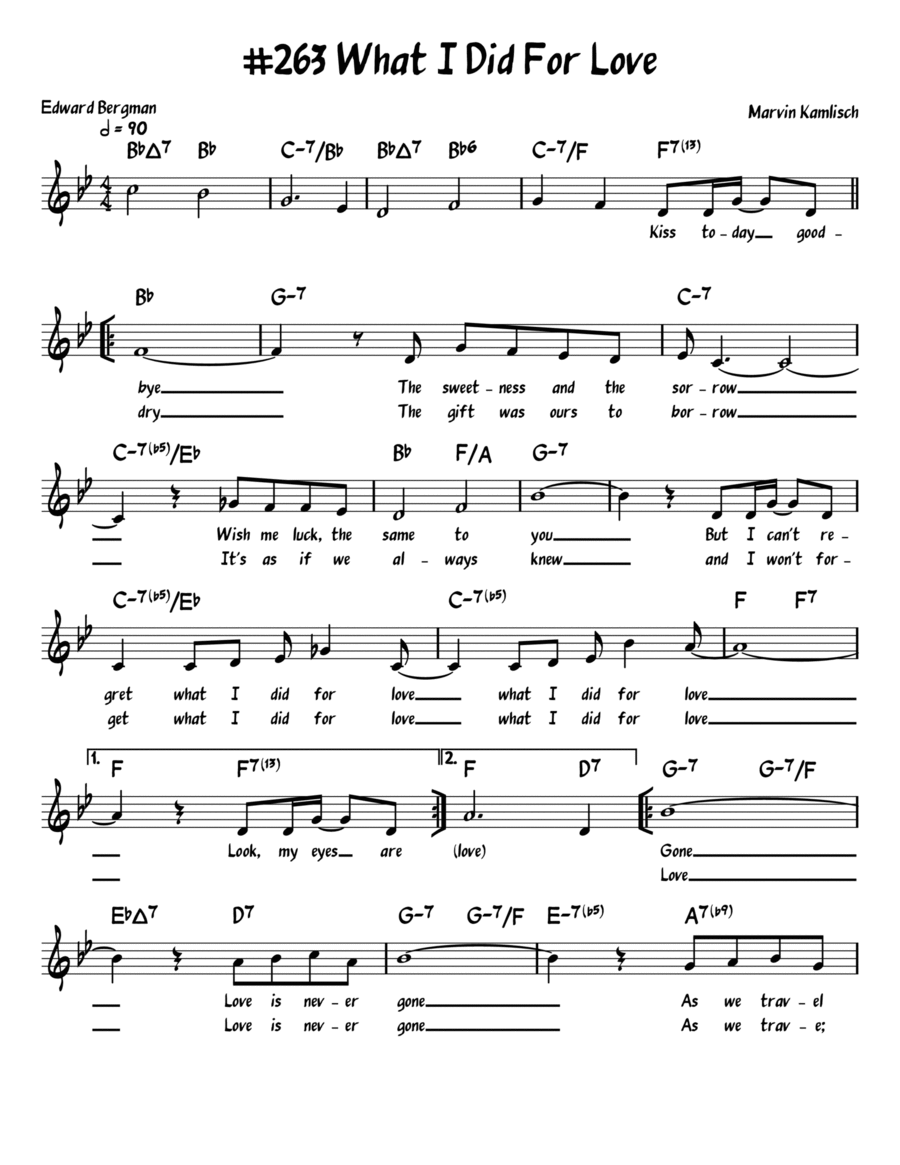 What I Did For Love Piano, Vocal, Guitar scores gallery preview page 1