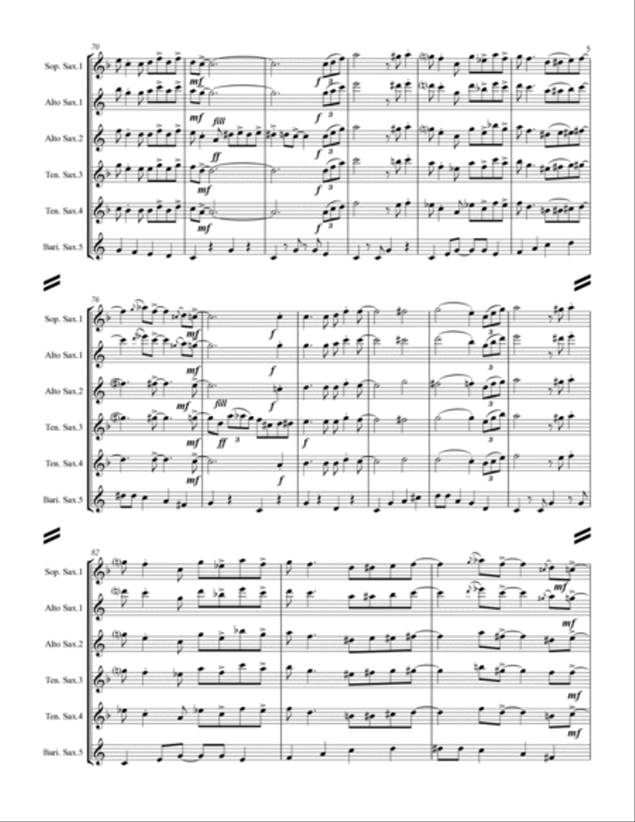 A Closer Walk With Thee (for Saxophone Quintet SATTB or AATTB) Saxophone Quintet scores gallery preview page 6