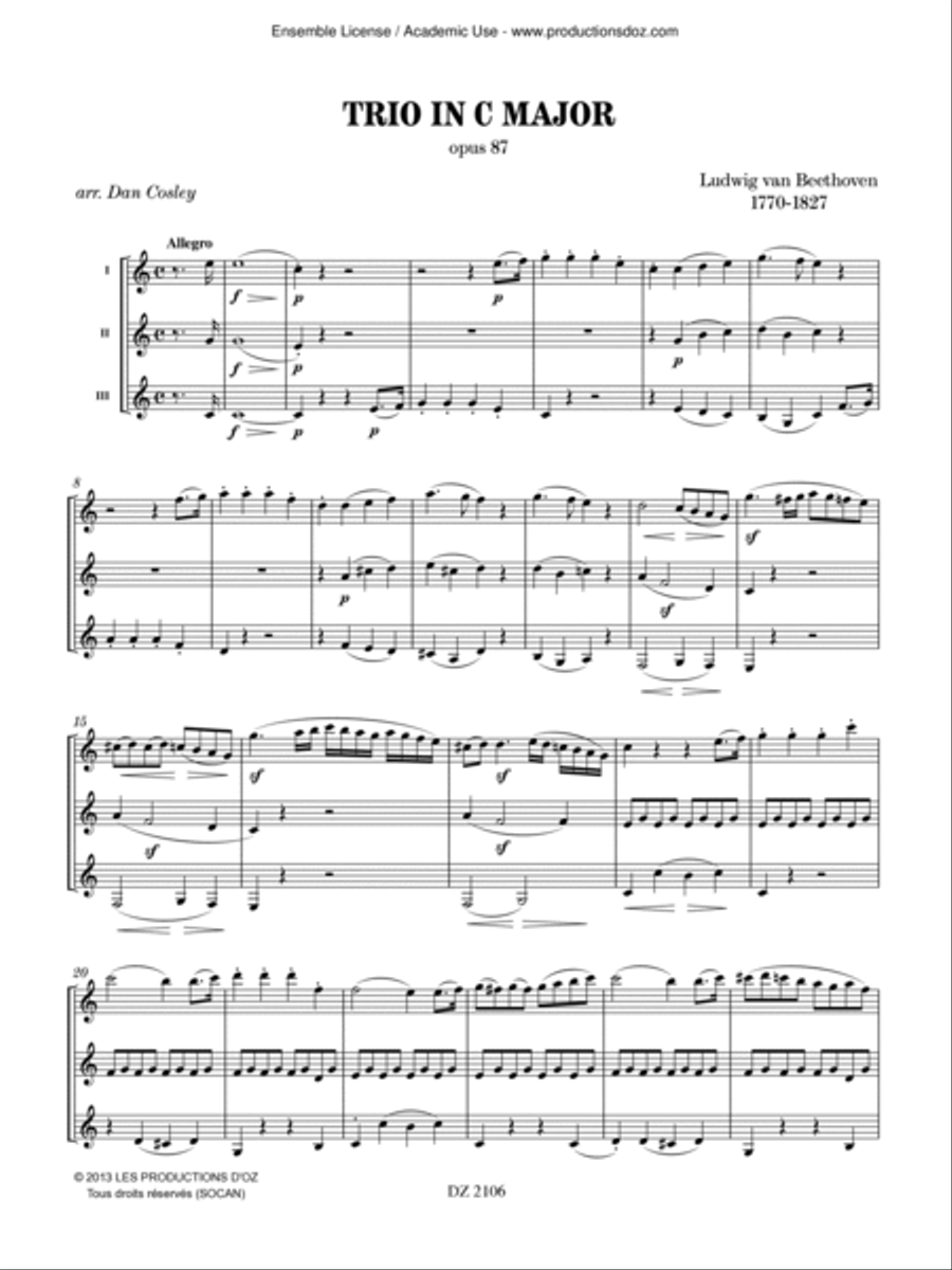 Trio in C major, opus 87 Guitar Ensemble scores gallery preview page 3