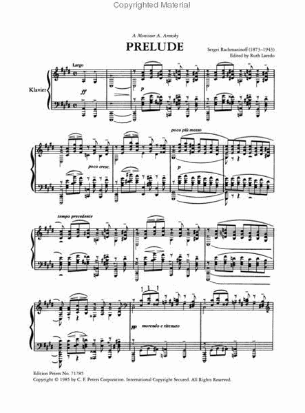 Prelude in C sharp minor Op. 3 No. 2 for Piano