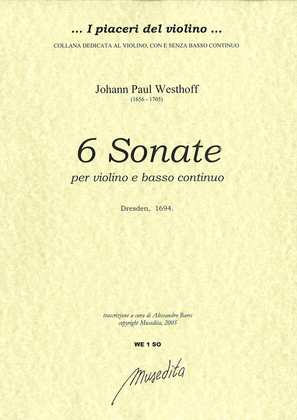Book cover for Sonate a violino solo (Dresden, 1694)