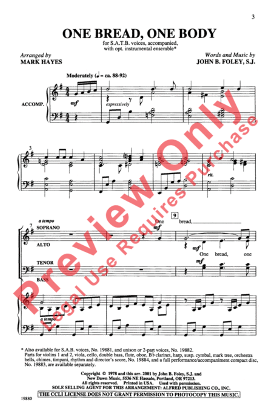 One Bread, One Body 4-Part scores gallery preview page 3