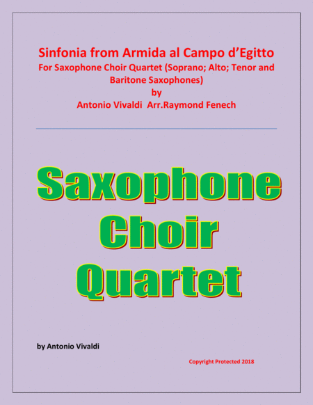 Sinfonia from Armida al Campo D'Egitto - Saxophone Choir Qaurtet (Soprano; Alto; Tenor and Baritone image number null