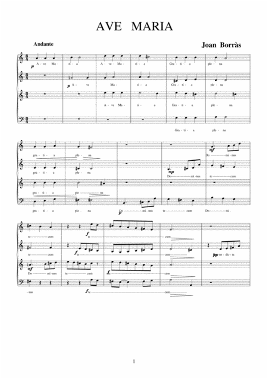 Ave María - Joan Borràs 4-Part scores gallery preview page 1