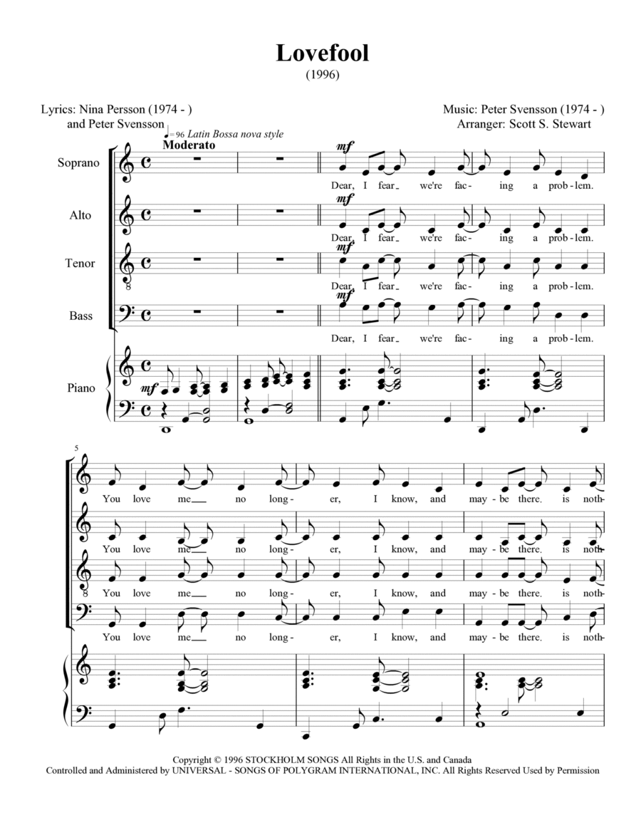 Lovefool 4-Part scores gallery preview page 1