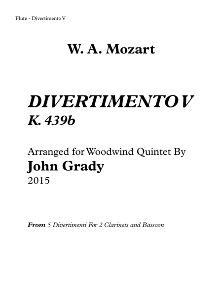 Divertimento #5 for Woodwind Quintet, K. 439 image number null
