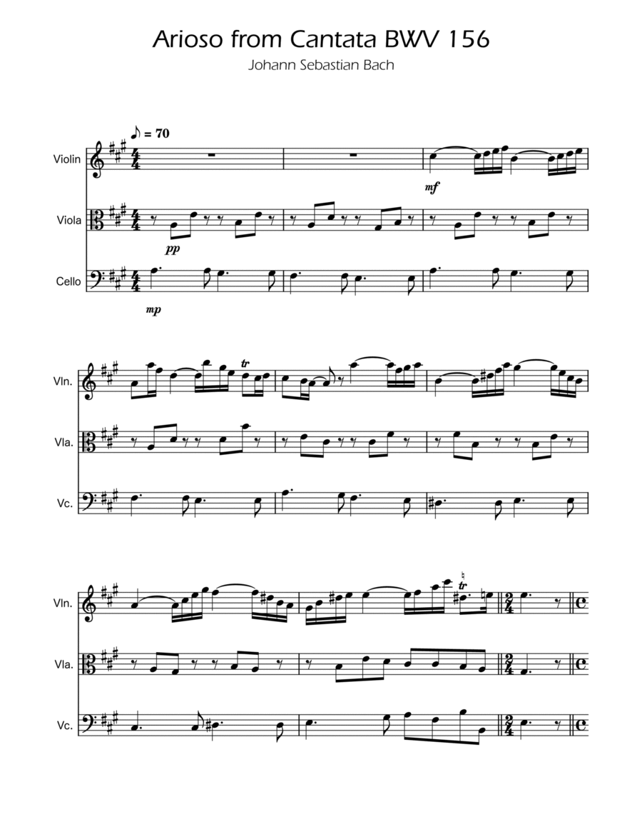 Arioso BWV 156 - String Trio String Trio scores gallery preview page 1