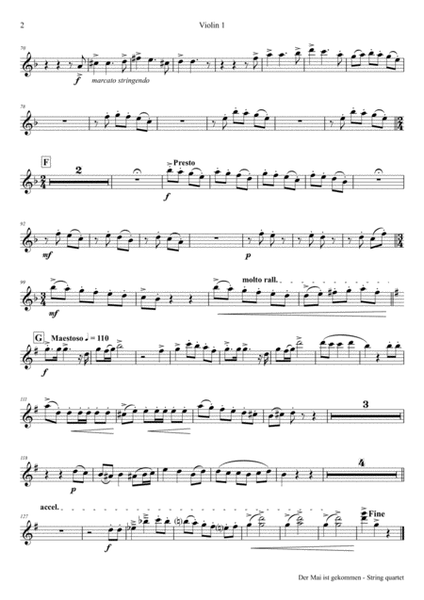 Der Mai ist gekommen - German Folk Song - String Quartet image number null