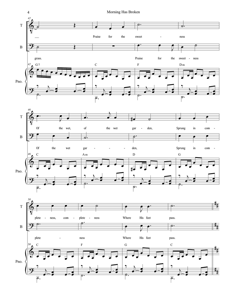 Morning Has Broken Tenor Voice scores gallery preview page 4