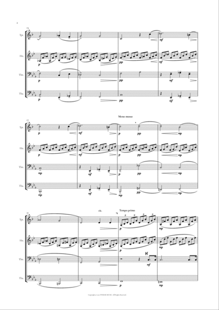 Moonlight Sonata for Brass Quartet - trumpet, french horn, trombone and tuba Brass Quartet scores gallery preview page 4