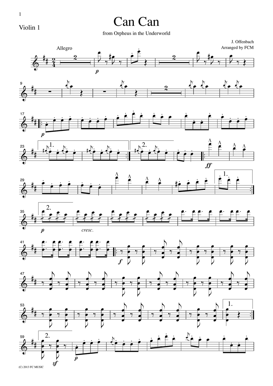 Offenbach Can Can, for string quartet, CO001 String Quartet scores gallery preview page 3