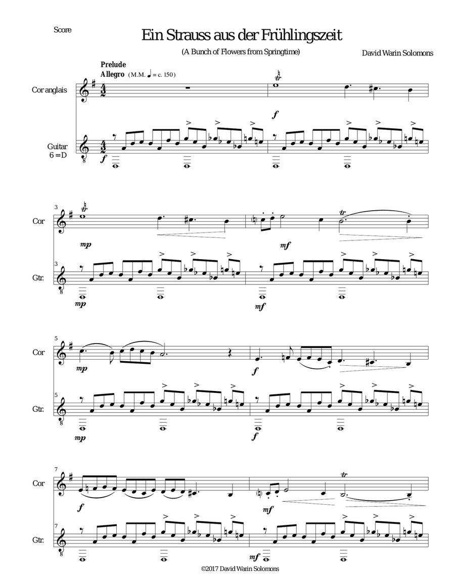 Ein Strauss aus der Frühlingszeit (a bunch of flowers from springtime) for cor anglais and guitar English Horn scores gallery preview page 1