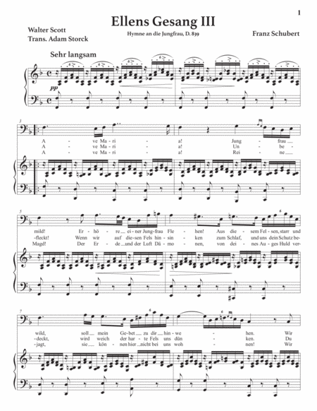 SCHUBERT: Ellens Gesang III, D. 839 (transposed to F major)