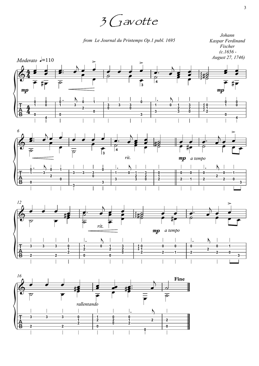 Baroque music for Guitar solo Acoustic Guitar scores gallery preview page 3