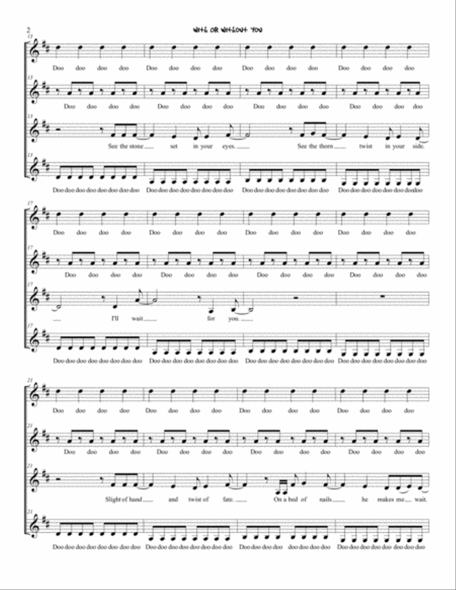 With Or Without You SSAA scores gallery preview page 2