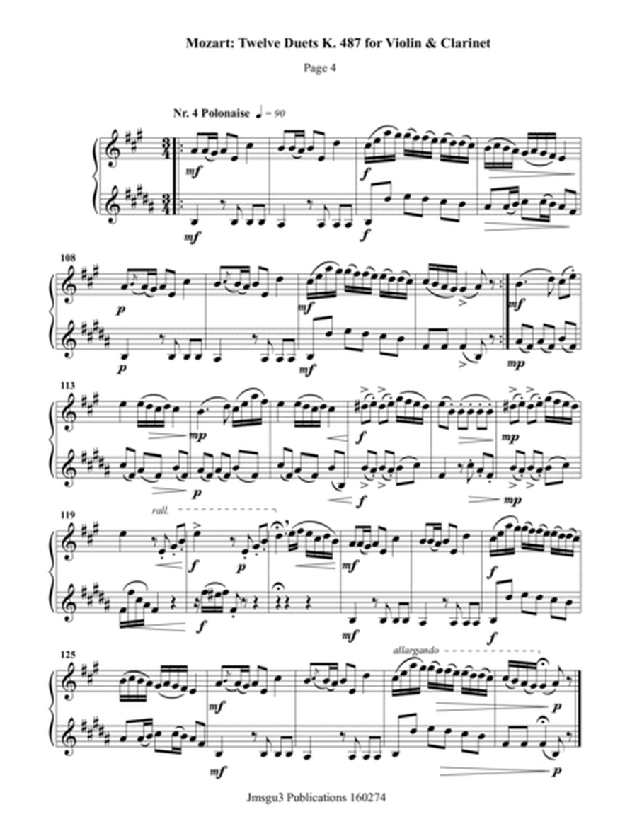 Mozart: 12 Duets K. 487 for Violin & Clarinet image number null