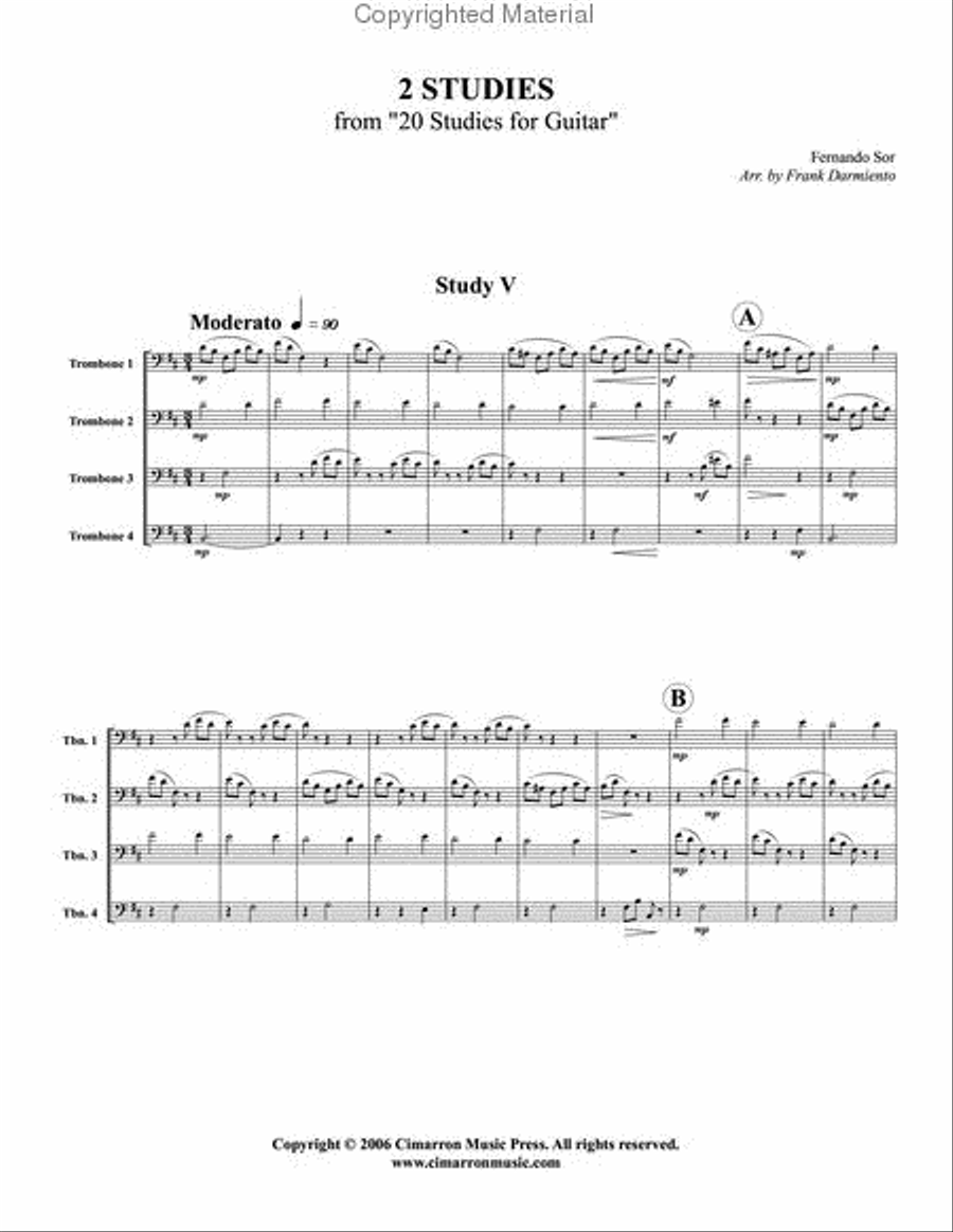 Two Studies Trombone Quartet scores gallery preview page 2