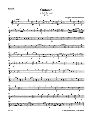Book cover for Symphony, No. 5 B flat major, KV 22
