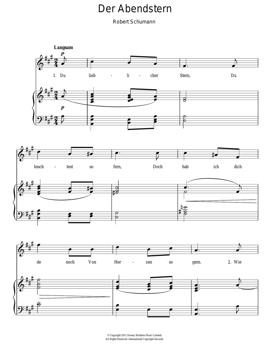 The Evening Star (Der Abendstern) Piano, Vocal scores gallery preview page 1