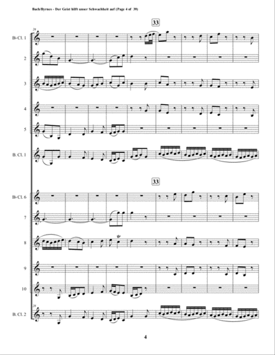 Der Geist hilft unser Schwachheit auf by J.S. Bach for Double Clarinet Choir Clarinet Choir scores gallery preview page 4